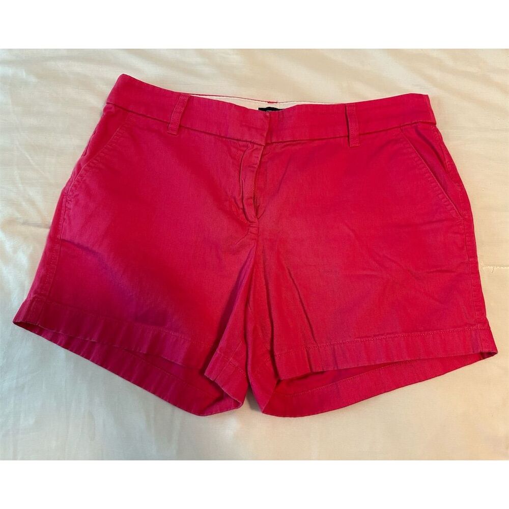 J. Crew Women's Pink Chino Shorts Size 6 Mid Rise Classic Fit